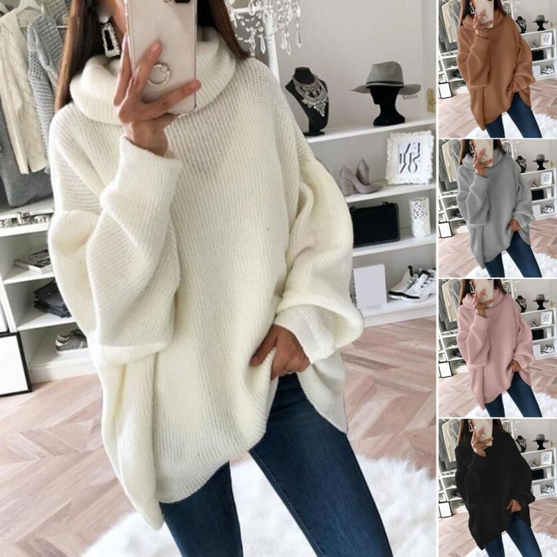 🔥Women’s Oversized Turtleneck Solid Color Knit Sweater