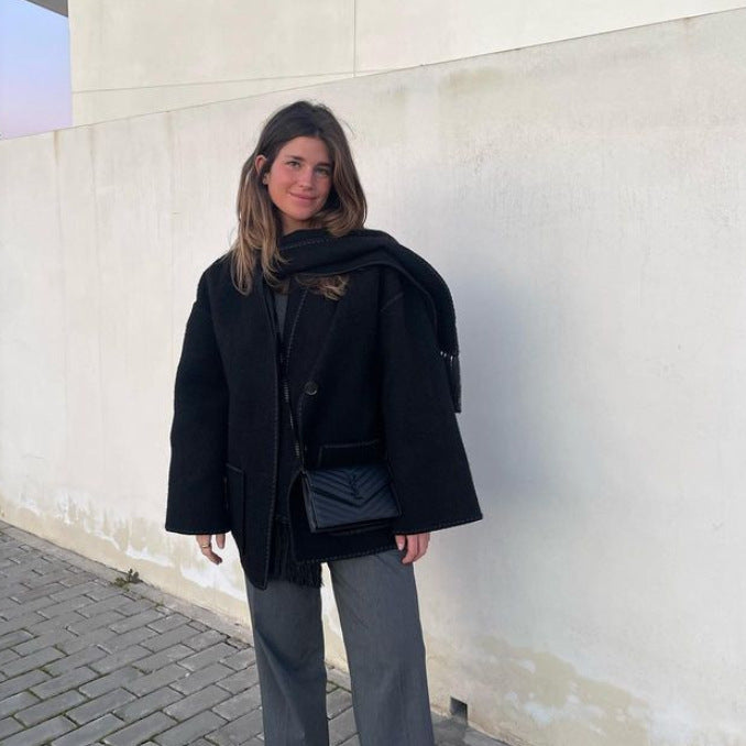 Hepburn Style Woolen Cape Coat