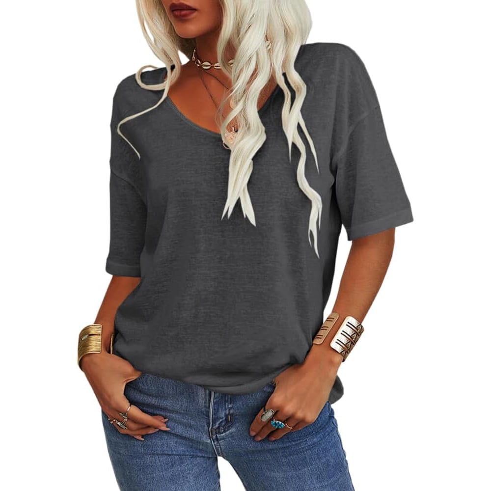 ✨Women's Solid Color V-Neck T-shirt