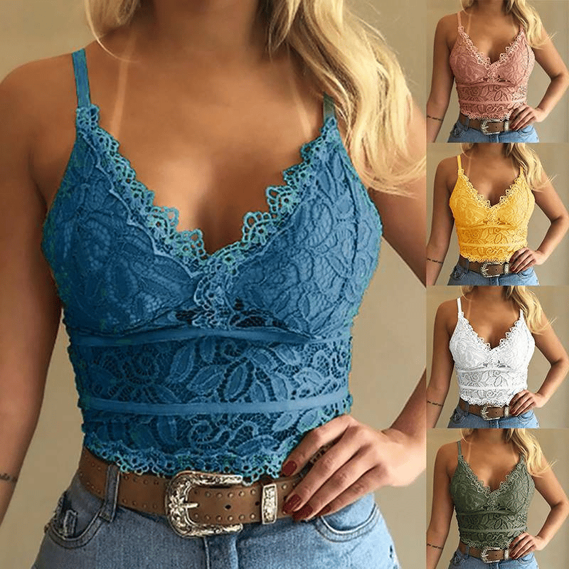 🔥Women's Sexy Lace V Neck Slim Push Up Tank Bodysuit