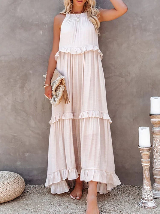 Holiday Style Ruffled Long Dress