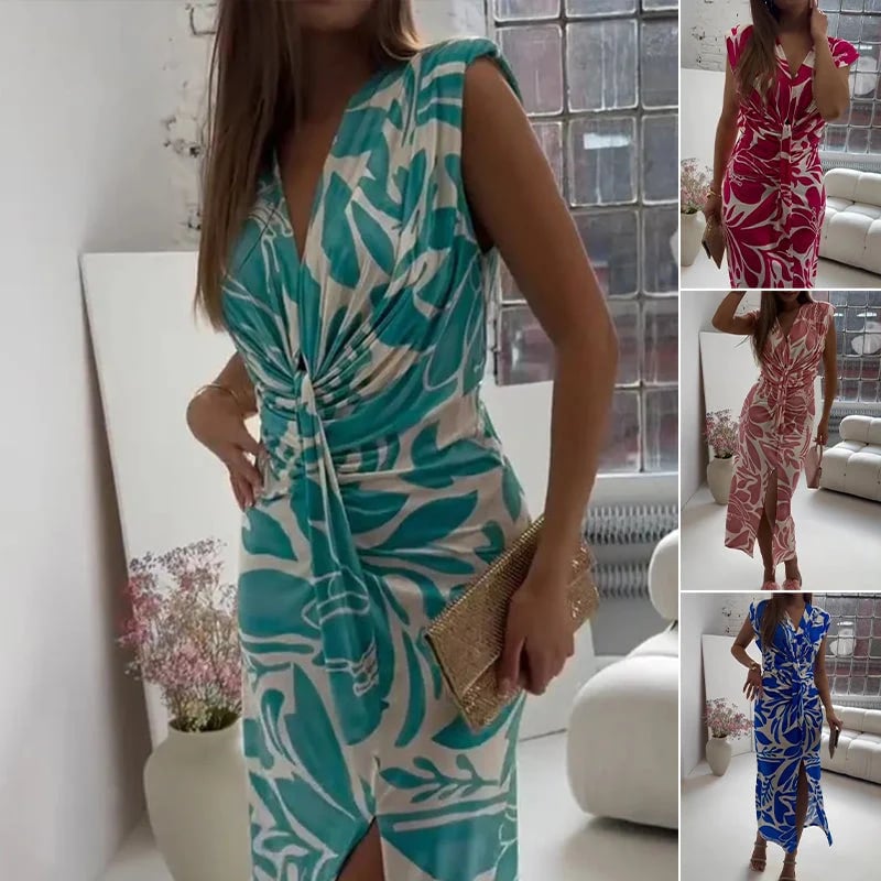 👗Sleeveless Printed Slit Dress✨