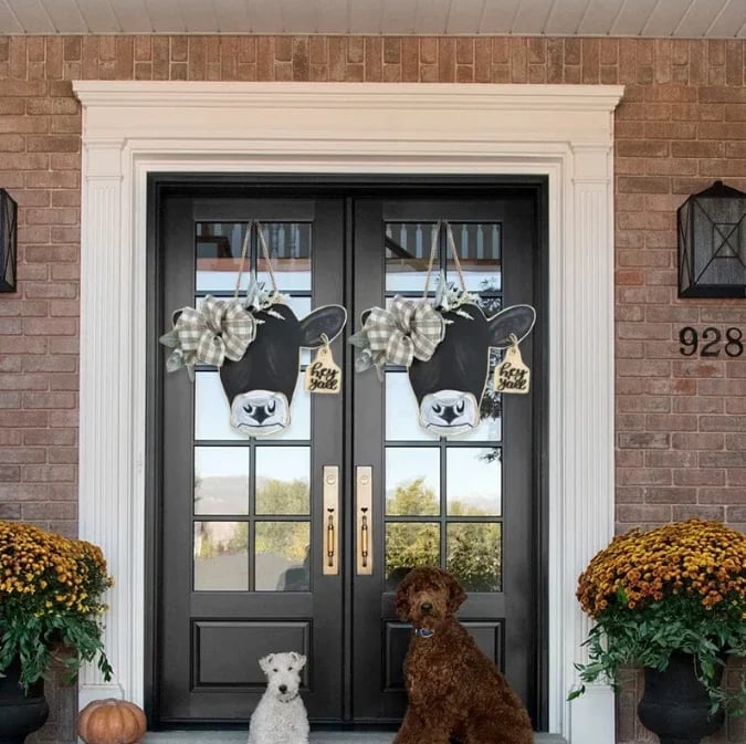 🔥Farmhouse Cow Head Welcome Wreath