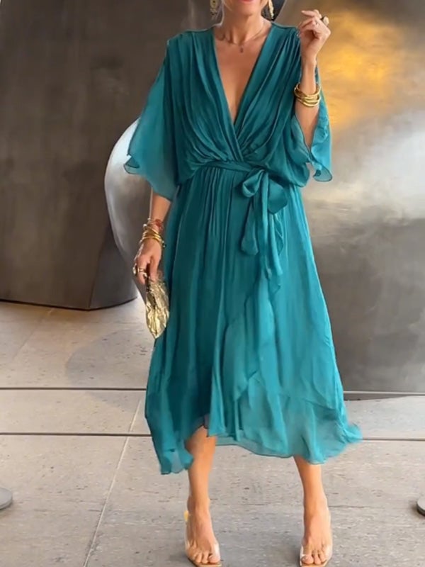 🎁Stylish and elegant V-neck chiffon dress