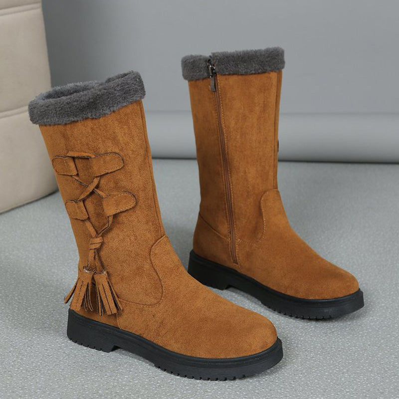Warm ladies boots with side zip