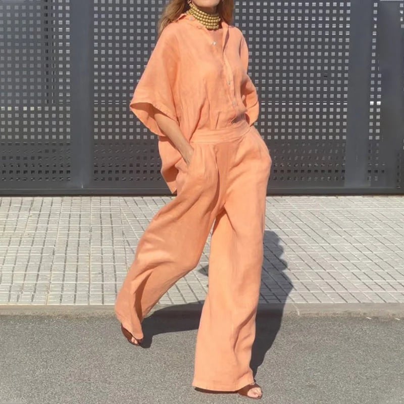 Women's two-piece cotton linen