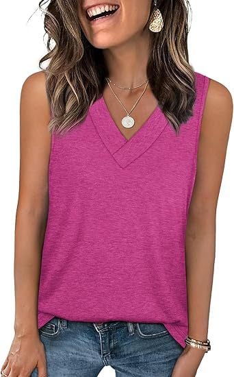 ✨Women's Sleeveless V-Neck Slimming Loose Fit Casual Tank Top T-Shirt