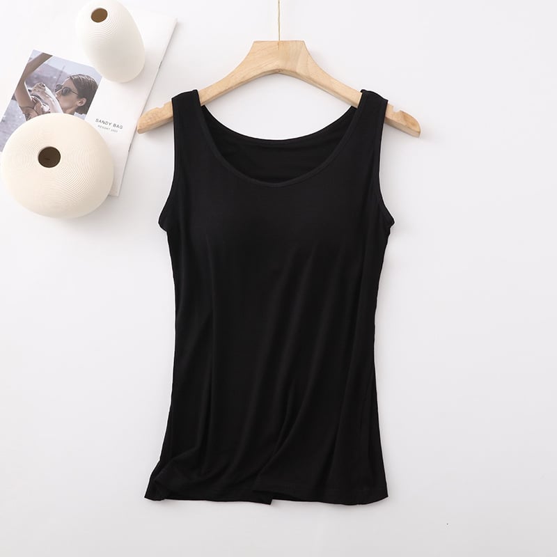 🎁Women's Classic Solid Colour Built-in Bra Tank Top🎉