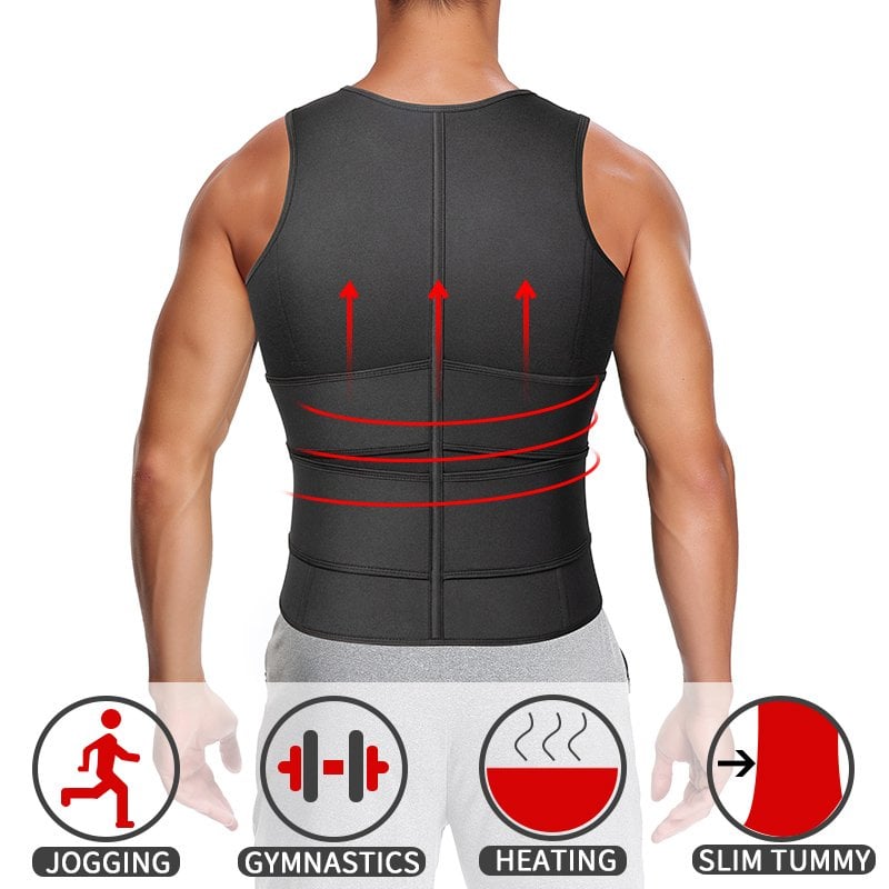 💪Men Body Shaper Sauna Vest Waist Trainer Double Belt