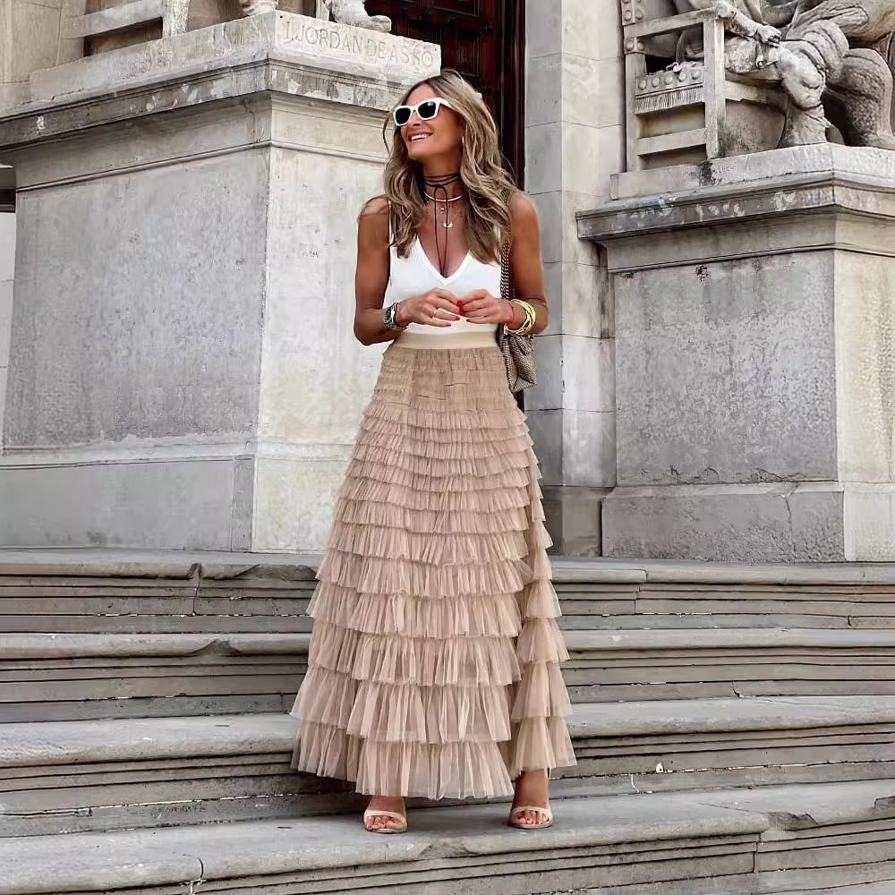 Women's Multi-Layered Tulle Midi Skirt