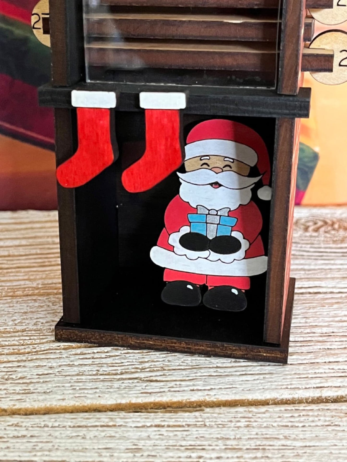 Santa Claus down the chimney countdown advent calendar