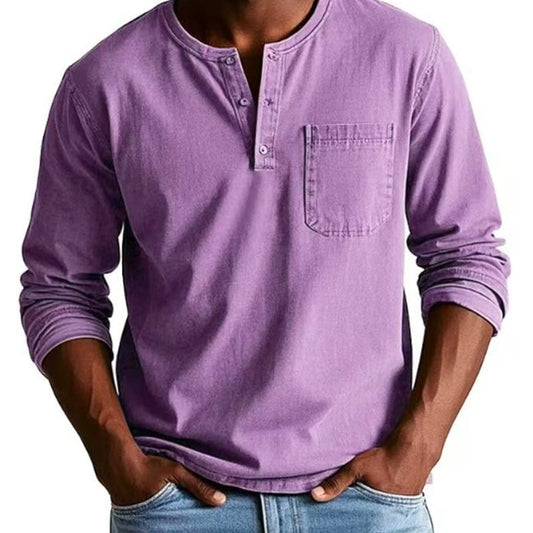 Men's Fashion Vintage Distressed Pocket Long-Sleeve Shirt