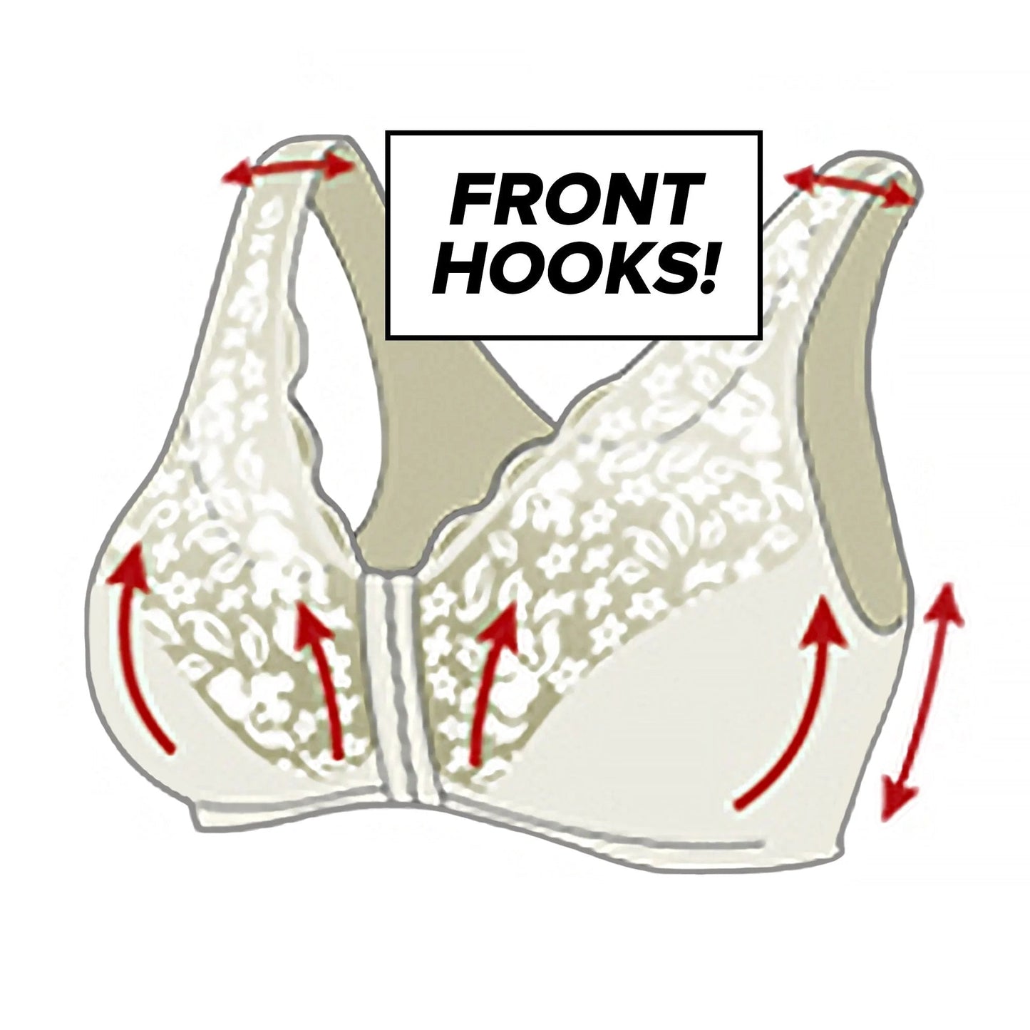 Front hooks, stretch-lace, super-lift, and posture correction