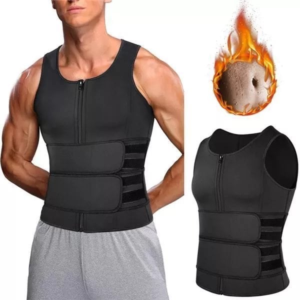 💪Men Body Shaper Sauna Vest Waist Trainer Double Belt