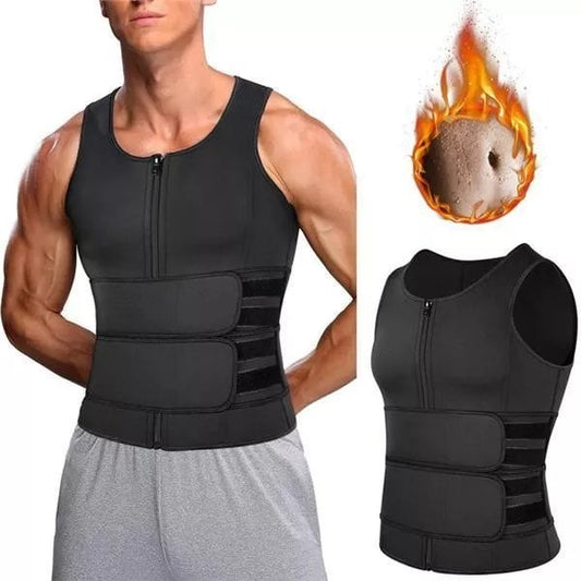 💪Men Body Shaper Sauna Vest Waist Trainer Double Belt