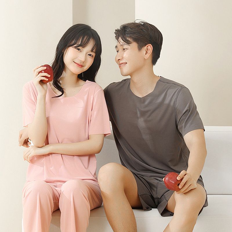 🔥Soft Comfortable Ice Silk Short Sleeve 2-Piece Set