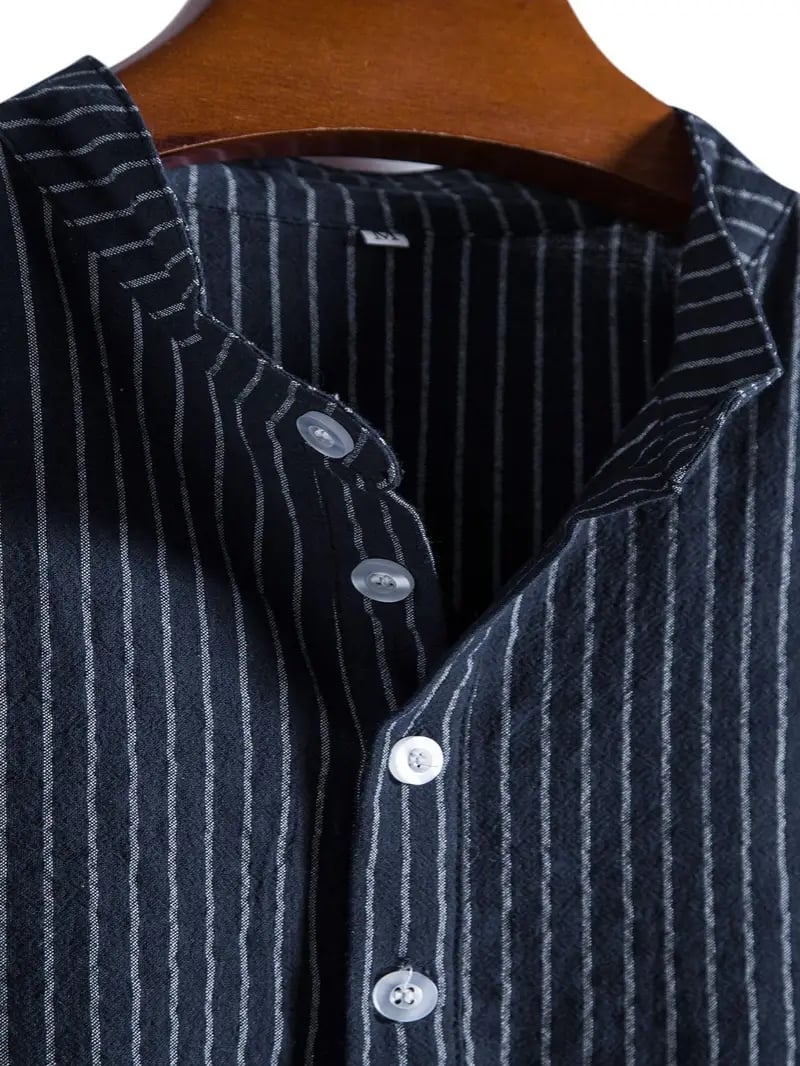 🔥 Men's New Striped Linen Short Sleeve Shirt