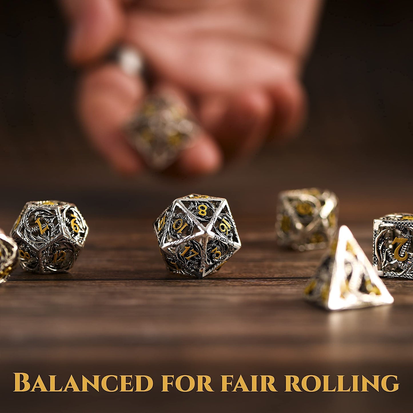 Hollow Metal Dragon Shaped Carving Dice Set🐲