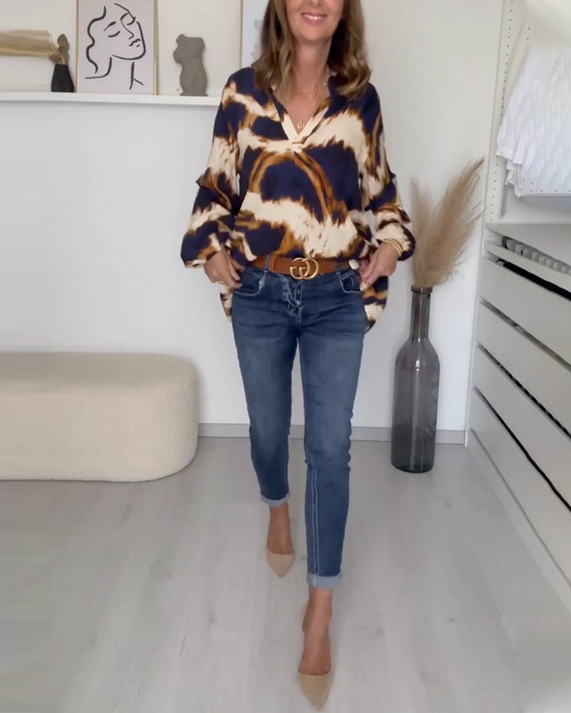 🌷V-neck Printed Casual Top