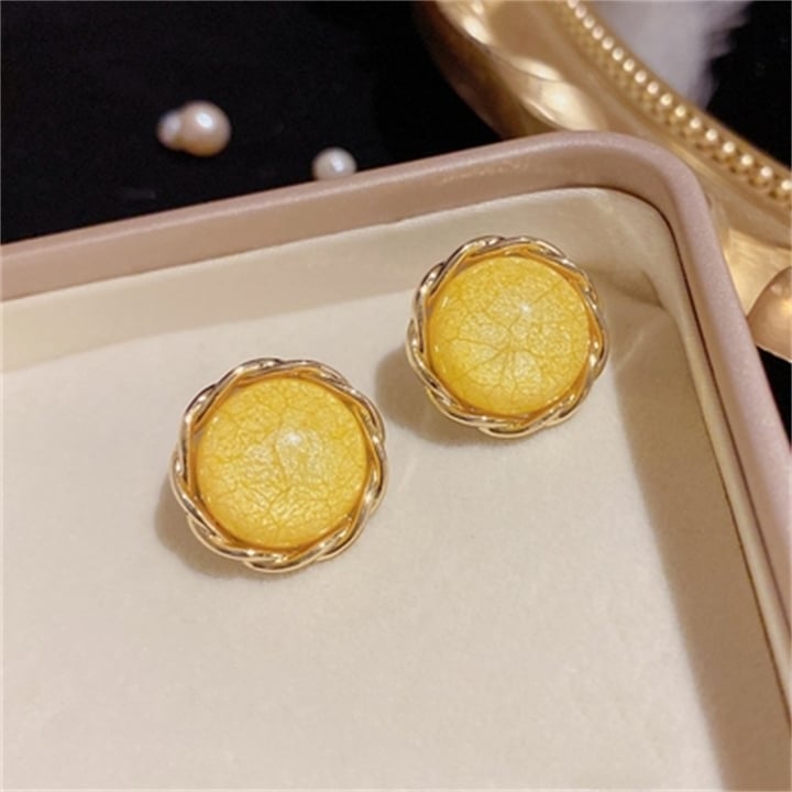 Colorful Textured Circle Earrings