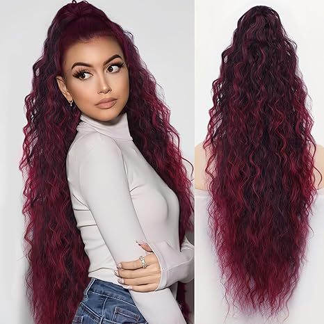💜Curly Wavy Frizzy Hair Extension with Ponytail🔥