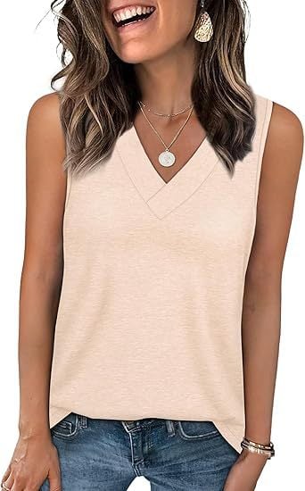 ✨Women's Sleeveless V-Neck Slimming Loose Fit Casual Tank Top T-Shirt