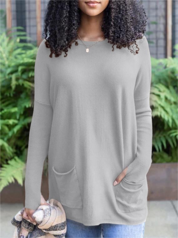 💥LONG SLEEVE THUMBHOLE SWEATER POCKET TUNIC💥