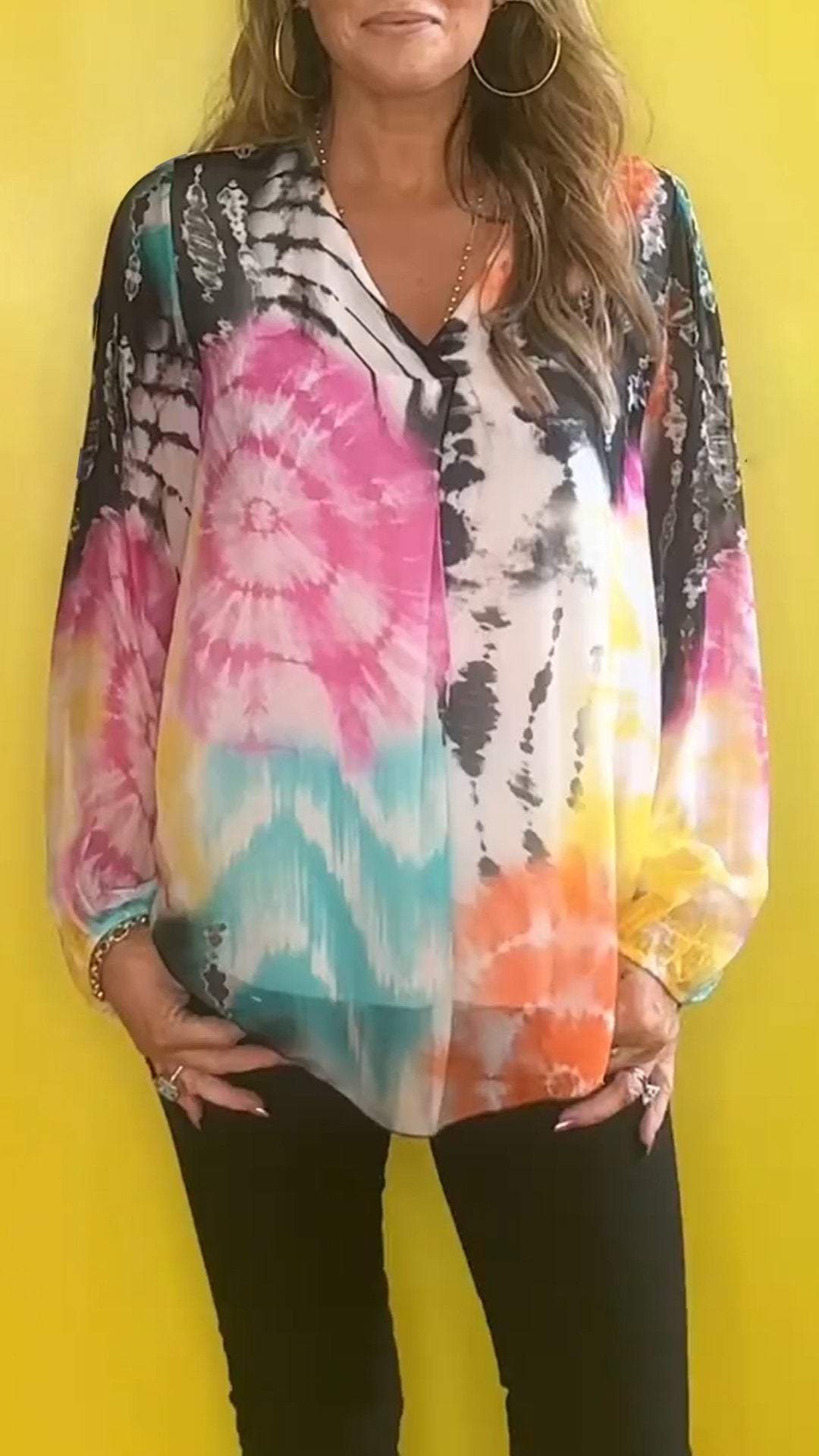 🔥Casual V-neck Tie-dye Top