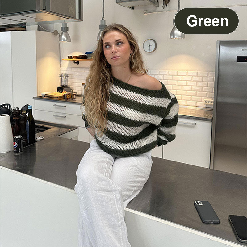 🍂Women's Casual Loose Striped Oversized Sweater