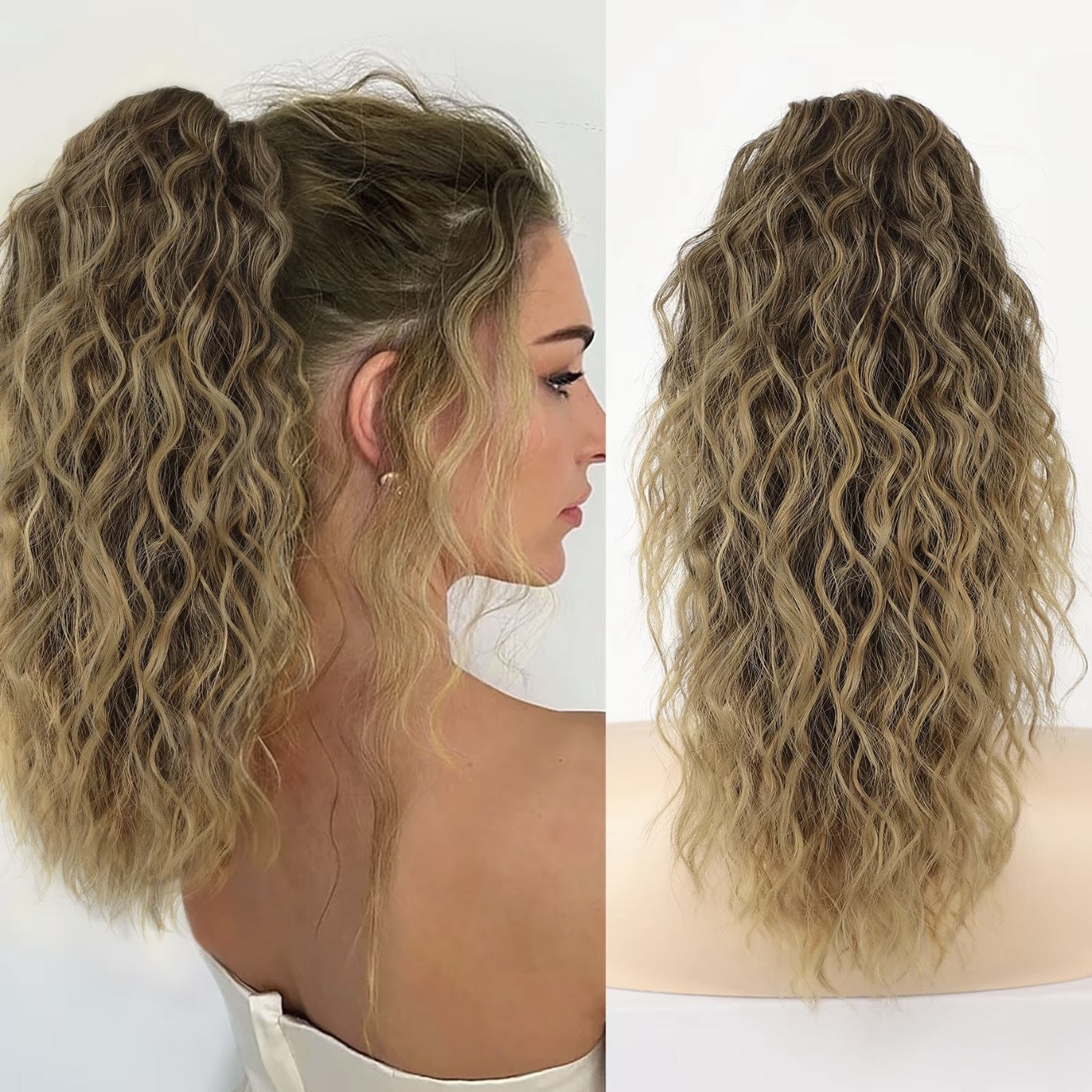 💜Curly Wavy Frizzy Hair Extension with Ponytail🔥