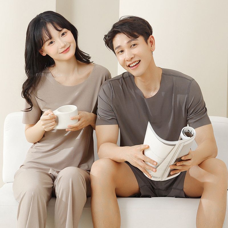 🔥Soft Comfortable Ice Silk Short Sleeve 2-Piece Set