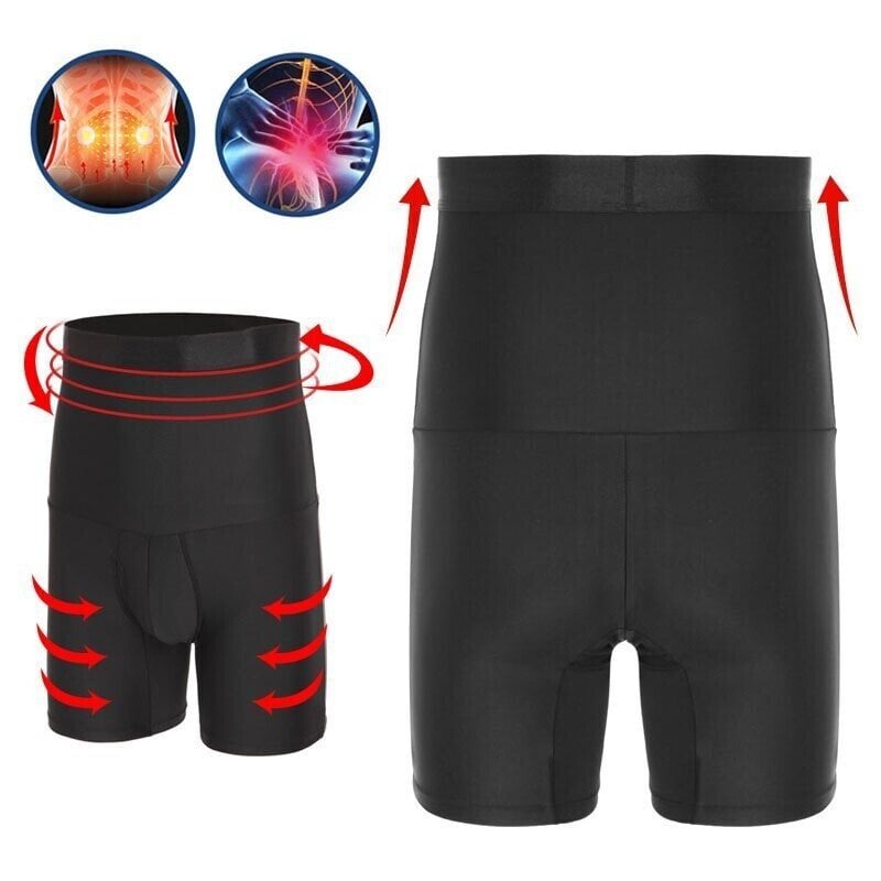 Men's Silicone Non-Slip High Waist Shapewear Boxer Briefs