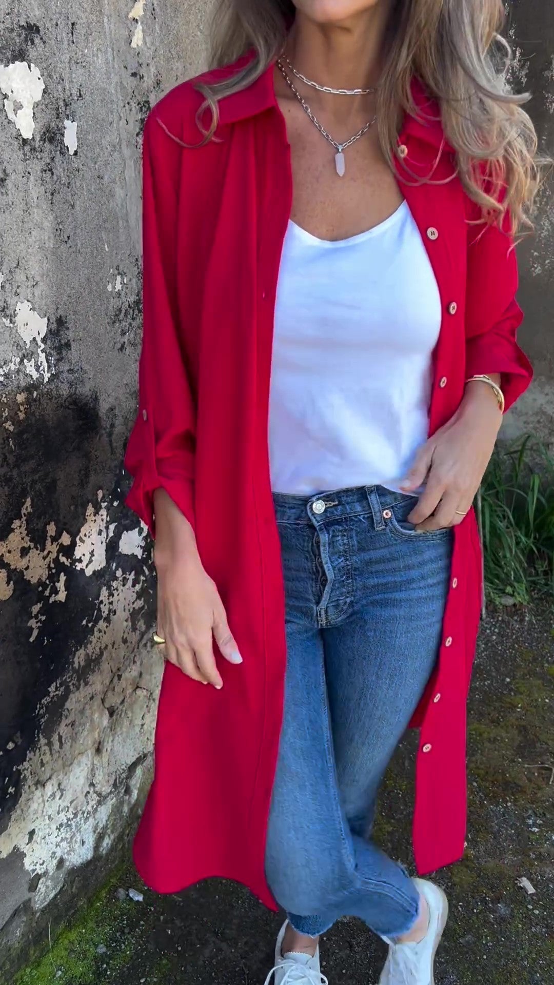 🔥Women's Casual Lapel Solid Color Shirt Coat