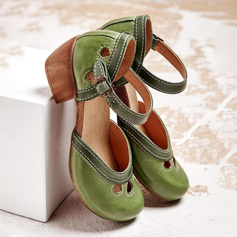 RETRO BLOCK HEEL SANDALS