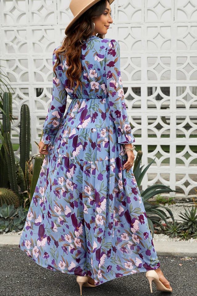 🔥FLORAL RUFFLE TIERED MAXI DRESS