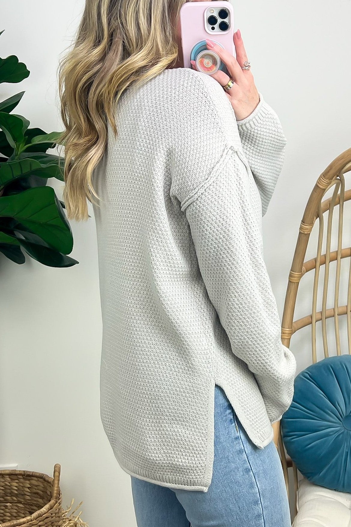 HOT SALE Half Button Henley Knit Sweater