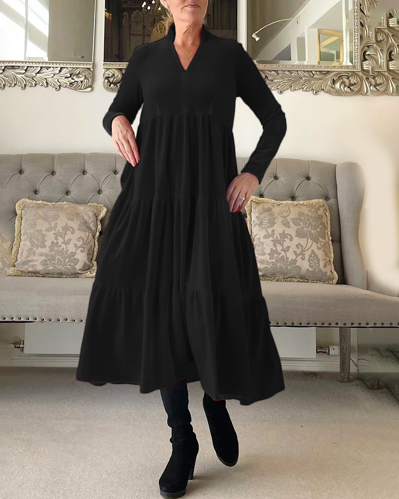 🔥V-neck patchwork dress