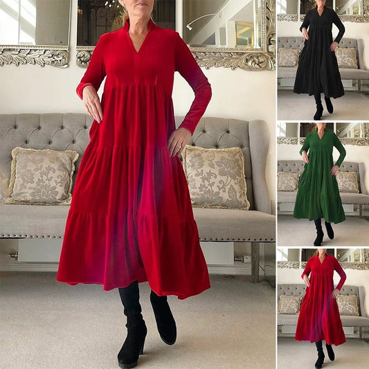 🔥V-neck patchwork dress