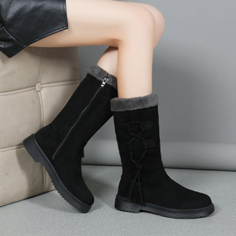 Warm ladies boots with side zip