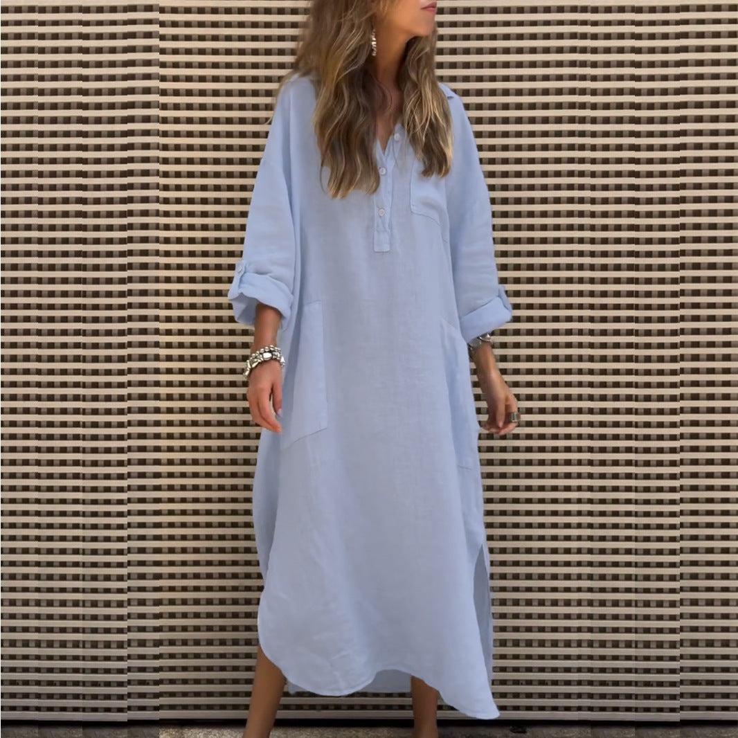 Elegant Irregular Solid Color Dress