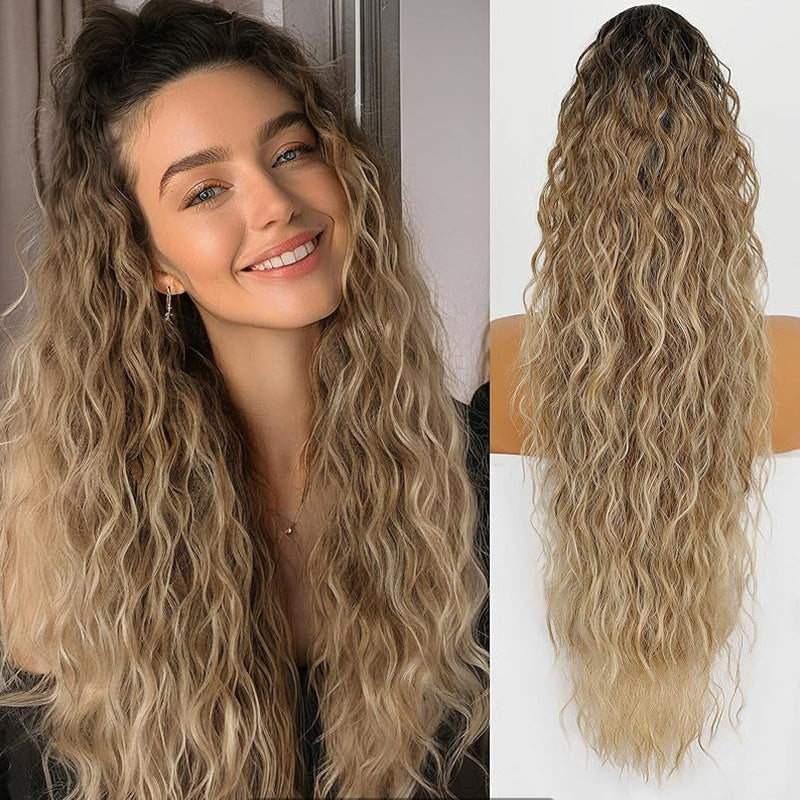 💜Curly Wavy Frizzy Hair Extension with Ponytail🔥