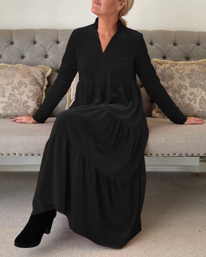 🔥V-neck patchwork dress