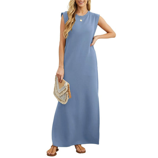 ⏰WOMEN SUMMER CASUAL LOOSE SPLIT WRINKLE-FREE LONG DRESS