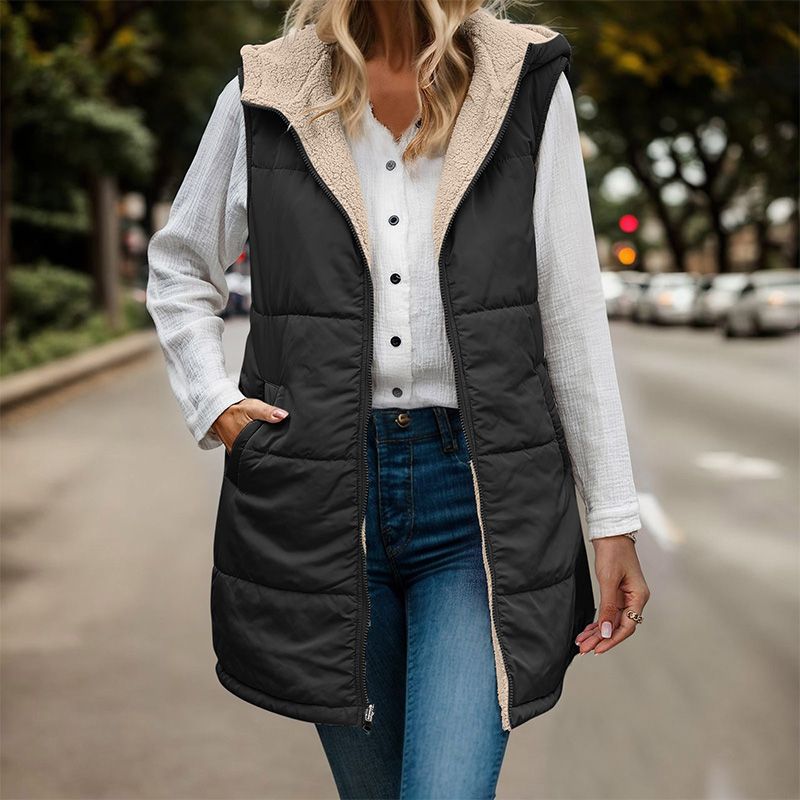 💝Great Gift! Women's Reversible Vest Sleeveless Faux Wool Jacket