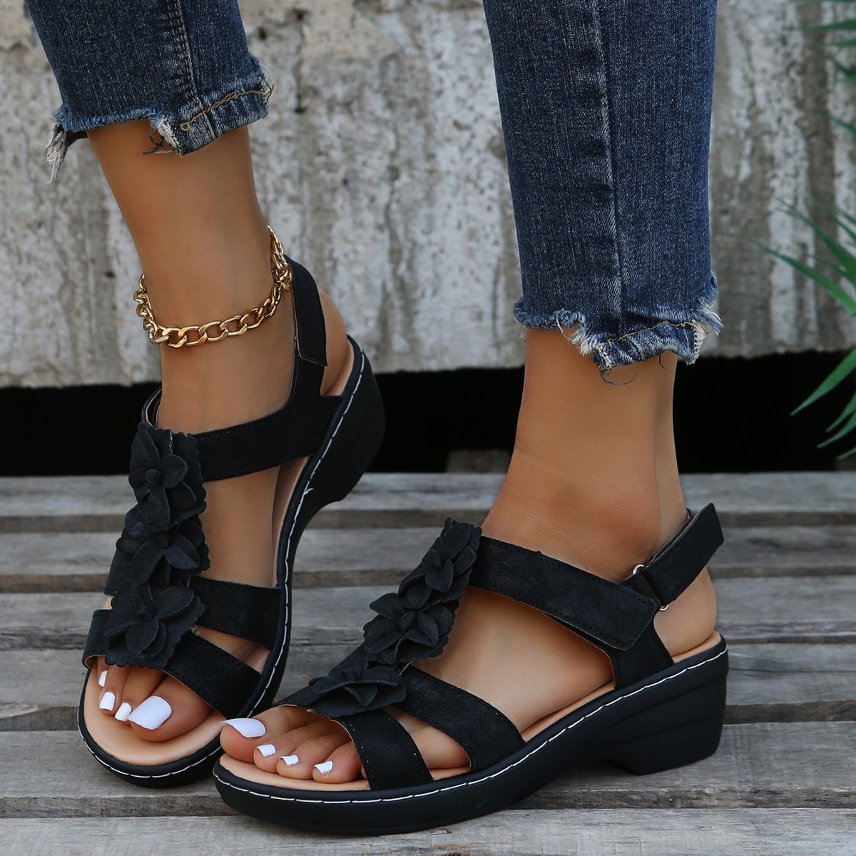 Summer Flower Platform Sandals