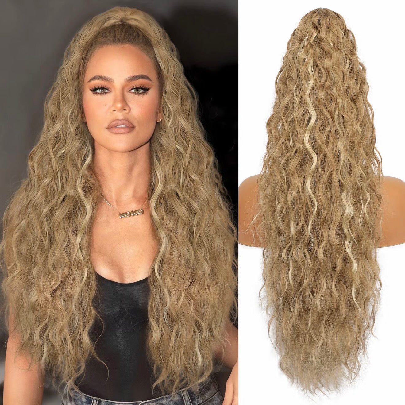 💜Curly Wavy Frizzy Hair Extension with Ponytail🔥