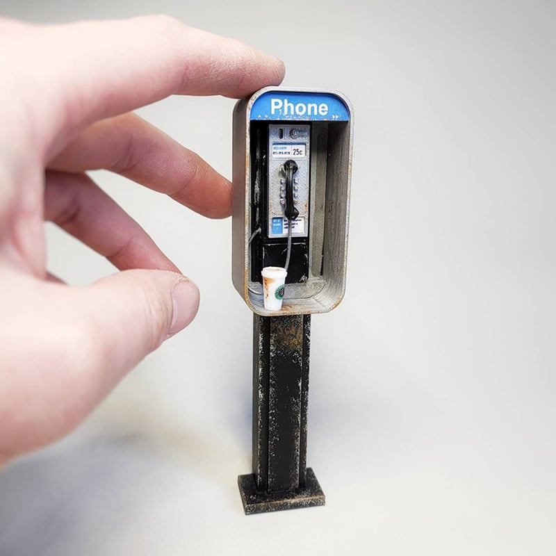 Handmade Miniature American payphone in 1:12 scale