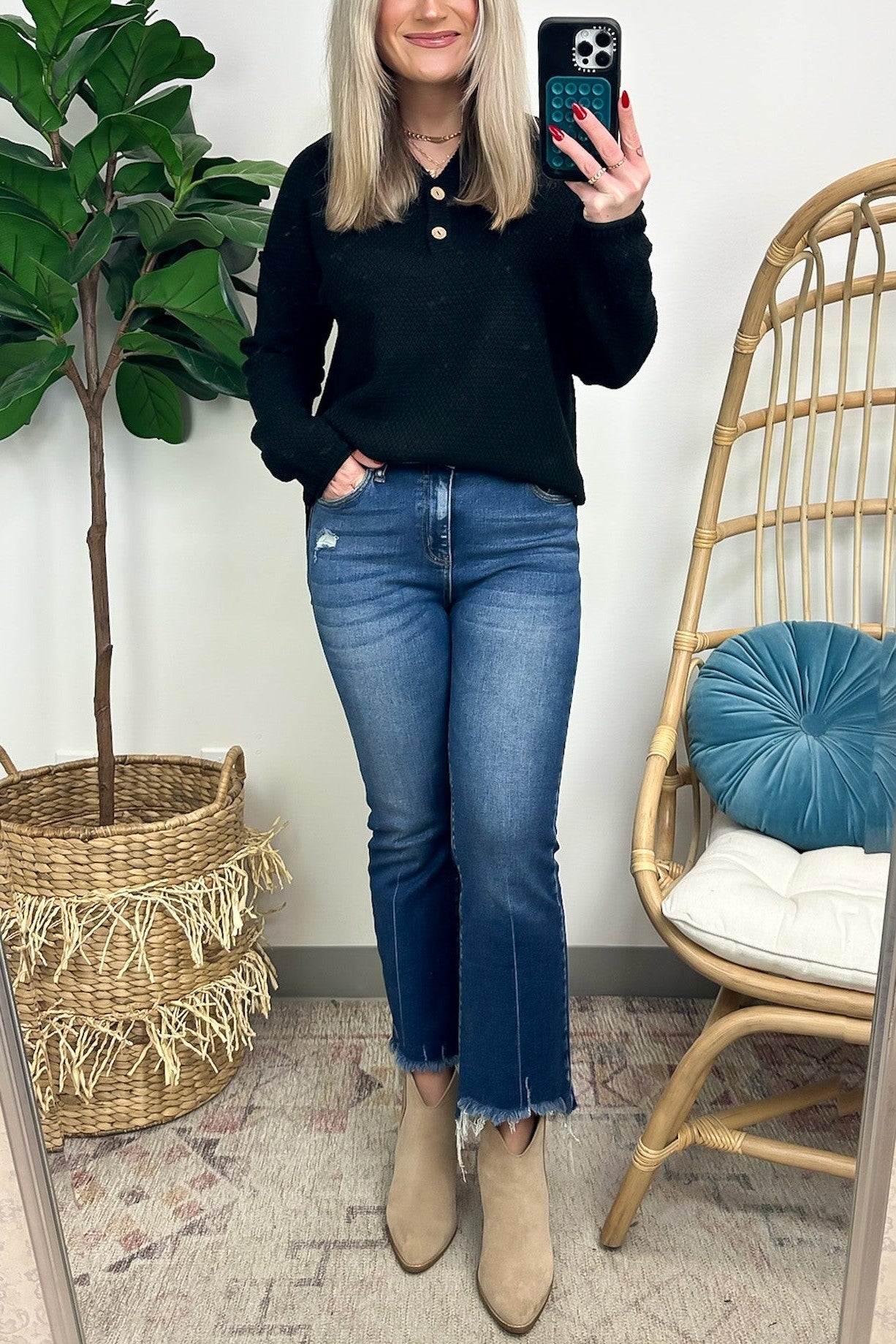 HOT SALE Half Button Henley Knit Sweater