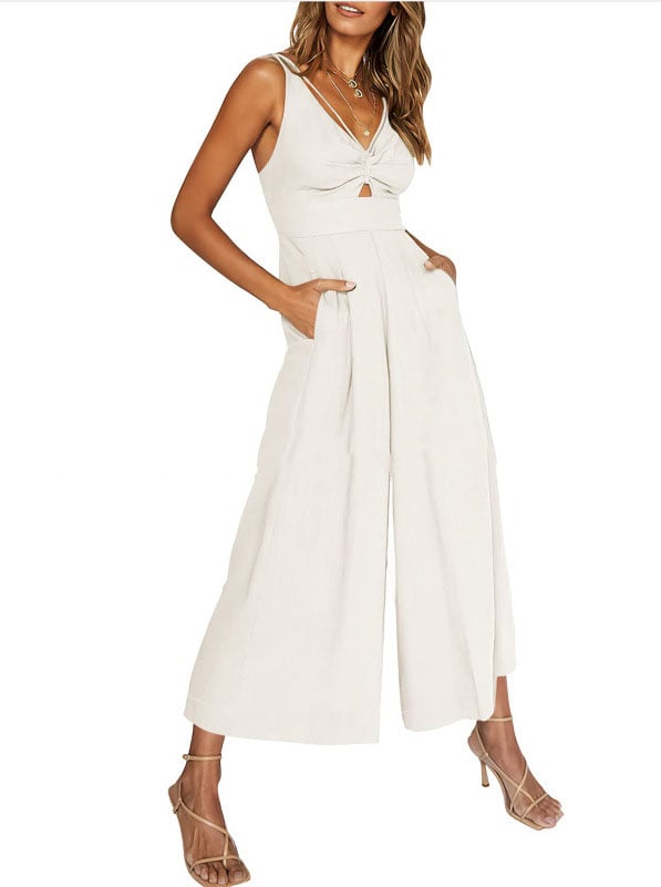 V Neck Cutout High-Waist Jumpsuits