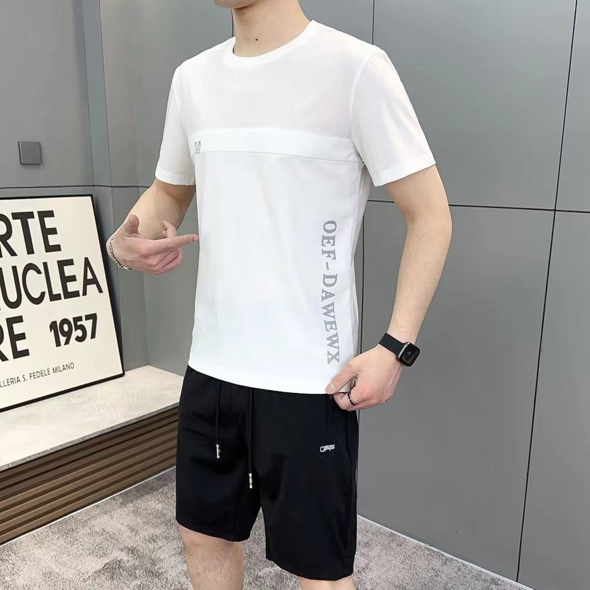 Men's Summer Ice Silk Breathable Short Sleeve Suit